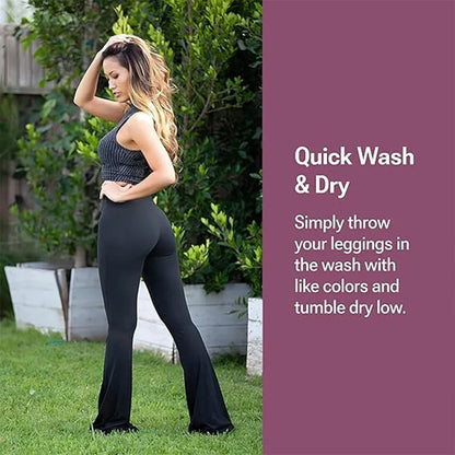 Women's Bootcut Yoga Pants Tummy Control Non See Through Bootleg Gym Workout Pants