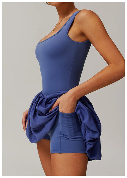 2024 New Women Yoga Jumpsuit Set Sexy Anti Glare One-Piece Jumpsuit Dance Ballet Sports Dress Gym Push up Running Tennis Sports