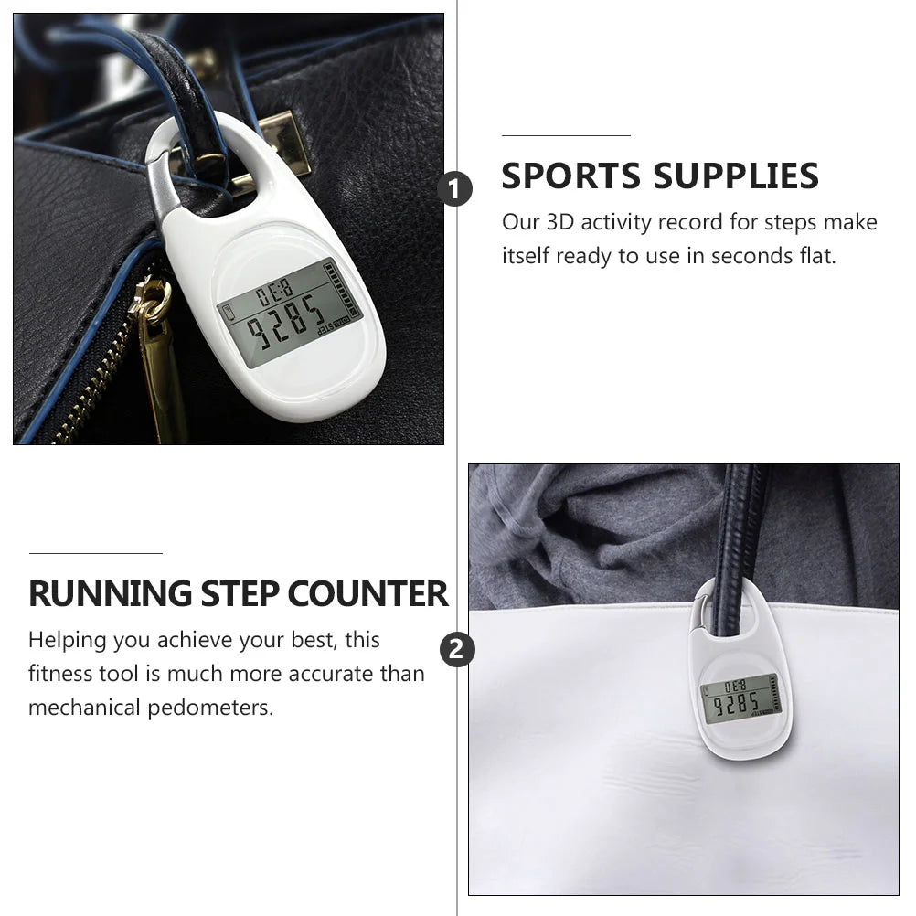 Pedometer Running Step Counter Clip Keychain for Accurate Fitness Tracking Full Screen Display Random Color Senior