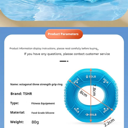 Octagonal Grip Ring 3-Level Resistance Silicone Hand Exerciser for Arm Strength Training Home Gym Fitness Equipment