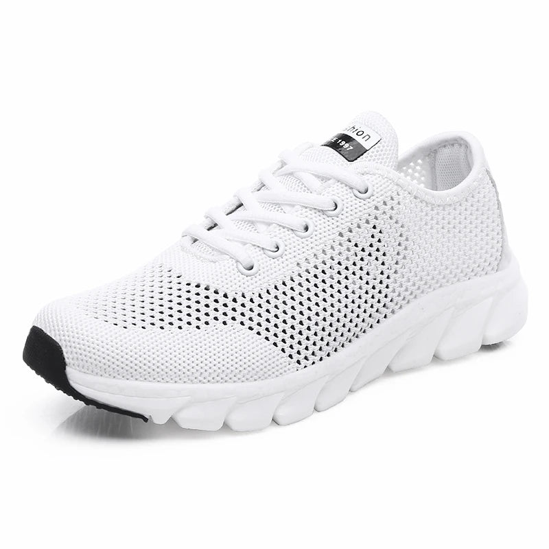 2024 New cross-border large summer hollowed-out woven women's sports casual shoes light running shoes White shoes