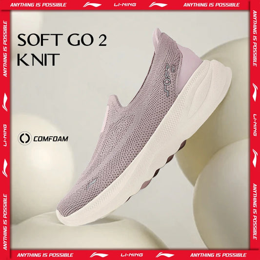 Li-Ning Women SOFT GO 2 KNIT Slip-on Casual Walking Shoes Breathable Cushion Flexible LiNing Comfortable Sports Sneakers AGLV018