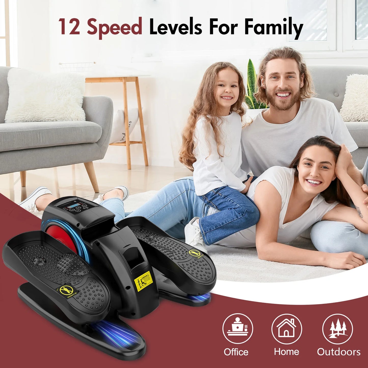 Electric Elliptical Machine Under Desk Pedal Exerciser Leg Home Fitness Small Multi-functional Silent Mini Trainer Portable