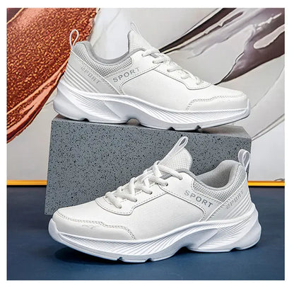 2025 Womens Leather Sneakers Casual Sneakers Lace Up Flats Lightweight Comfortable Black Anti slip Running Shoes Outdoor Sports