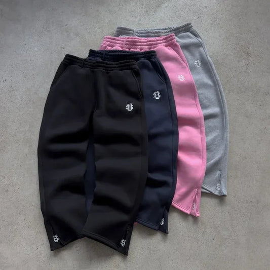 Embroidery Streetwear Men Clothing Fashion Hip Hop Men Pants Sweatpants Loose Casual Y2K Zipper Hip Joggers Men Trousers