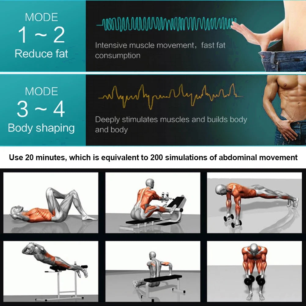 Wireless EMS Abdominal Muscle Stimulator Buttock Hip Trainer Waist Arm Leg Body Smart Slimming Massager Unisex Fitness Equiment