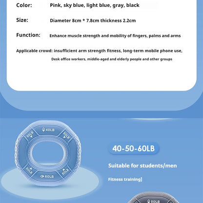 Octagonal Grip Ring 3-Level Resistance Silicone Hand Exerciser for Arm Strength Training Home Gym Fitness Equipment