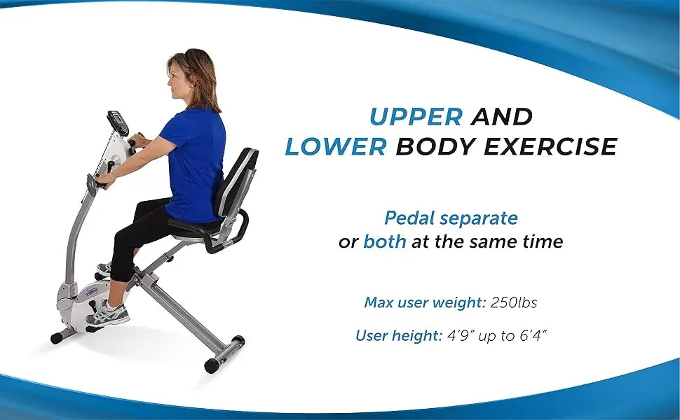 Exercise Bike with Arm Workout - Fitness Bike with Smart Workout App - Recumbent Exercise Bike
