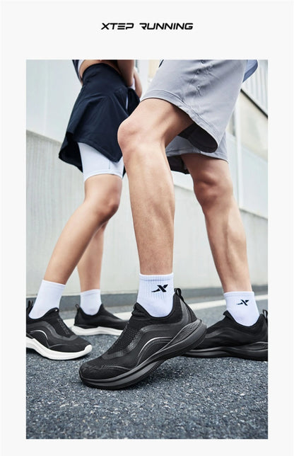 Xtep Soft Tube Running Shoes for Men Comfortable Breathable Slip-on Mesh Wear-Resistant Lightweight Male Sneakers 875219110061