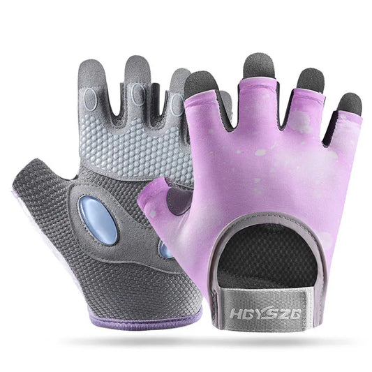 Summer Fitness Gloves Silicone Palm Shock Absorbing Half Finger Colorful Gym Gloves for Men Women Sun Protection Ice Silk Gloves